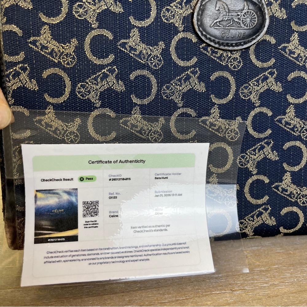 Vintage Celine Navy Macadam Toiletry Bag COA Horse Carriage Old Money Luxury - Picture 9 of 13